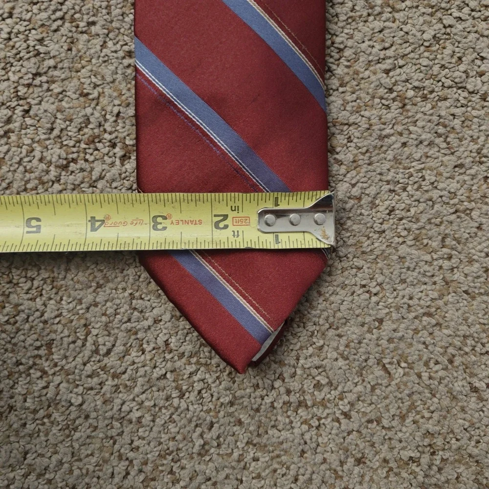 Vintage CHRISTIAN DIOR Men Tie OS Red Striped Classic Professional